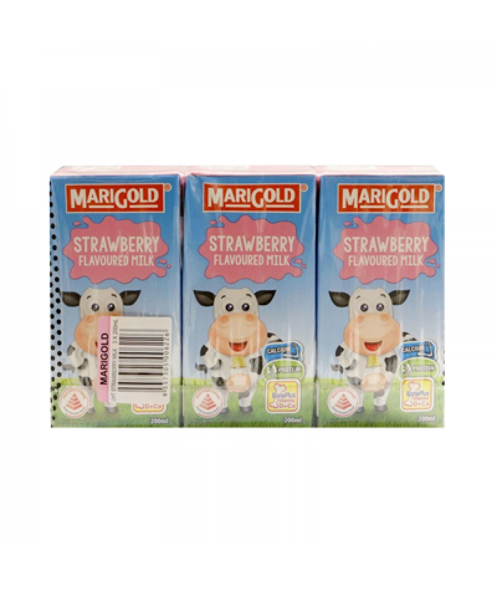 MARIGOLD UHT MILK STRAWBERRY 200ML *3