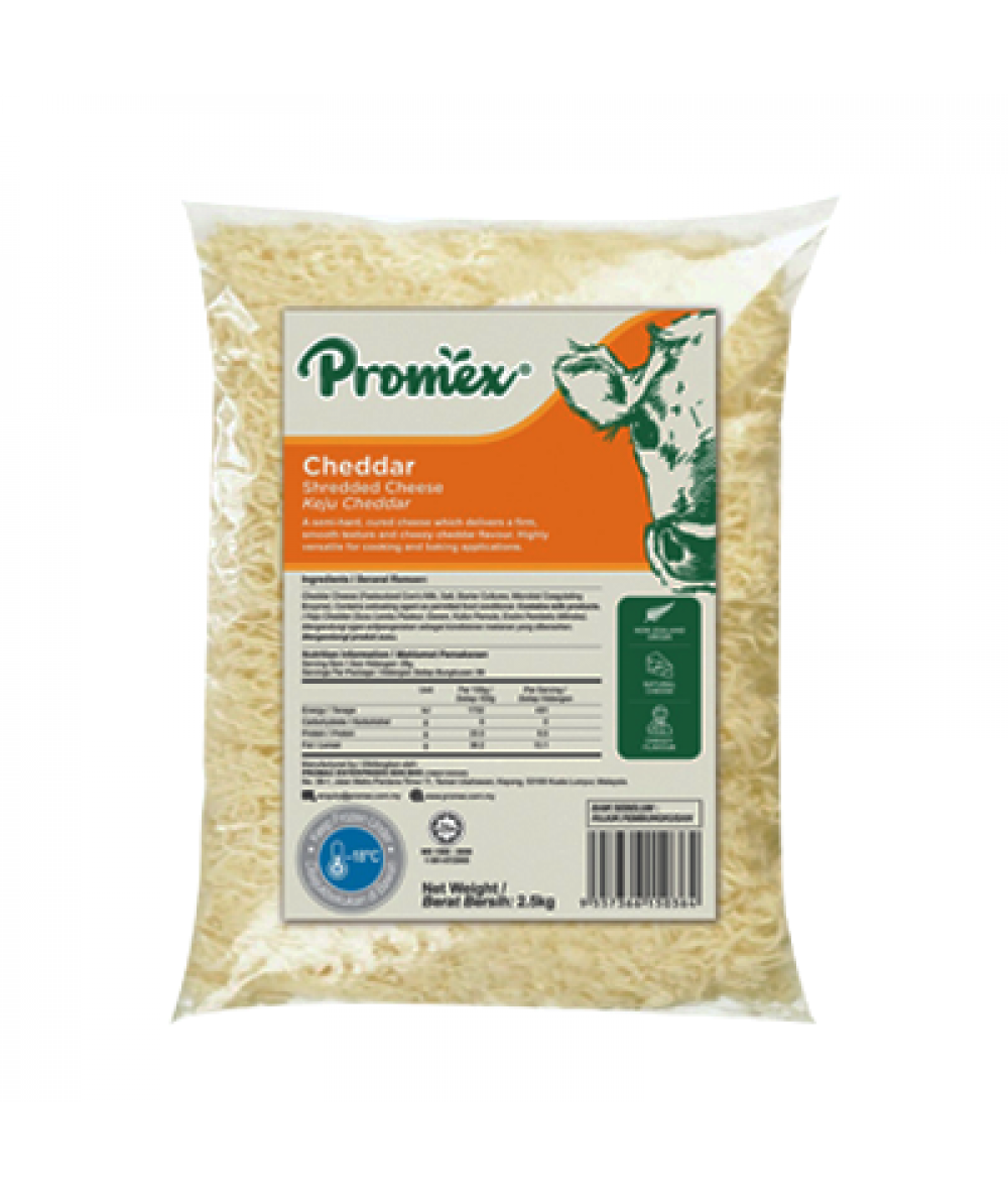 PROMEX CHEDDAR SHREDDED CHEESE 2.5KG