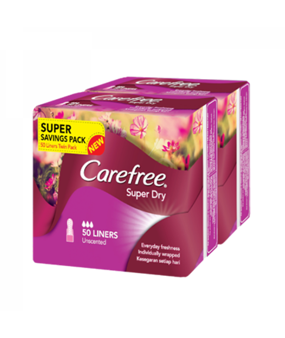 CAREFREE SUPER DRY UNSCENTED TWIN PACK 2X50S