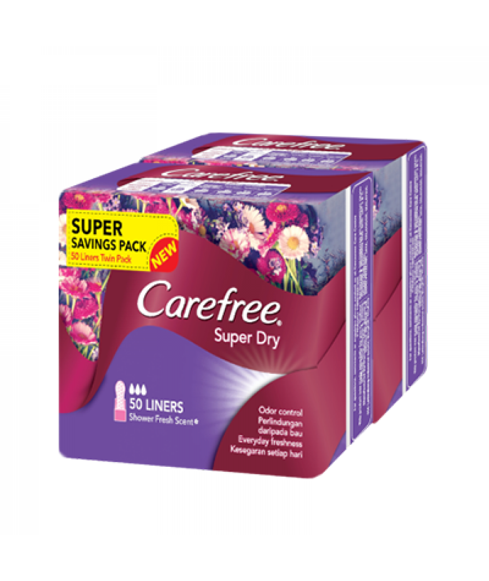 CAREFREE SUPER DRY SCENTED TWIN PACK 2X50S