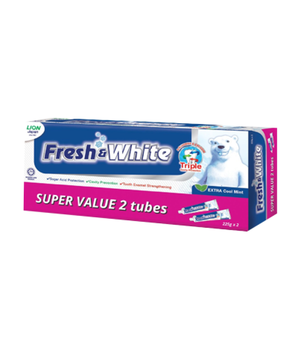 FRESH & WHITE EXTRA COOL MINT TOOTHPASTE 2X225G