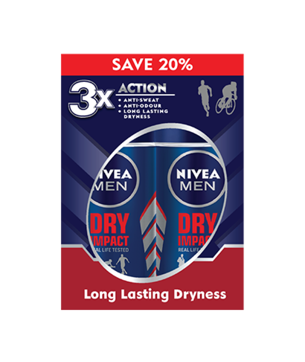 NIVEA MEN DEODORANT ROLL ON DRY IMPACT 2X50ML