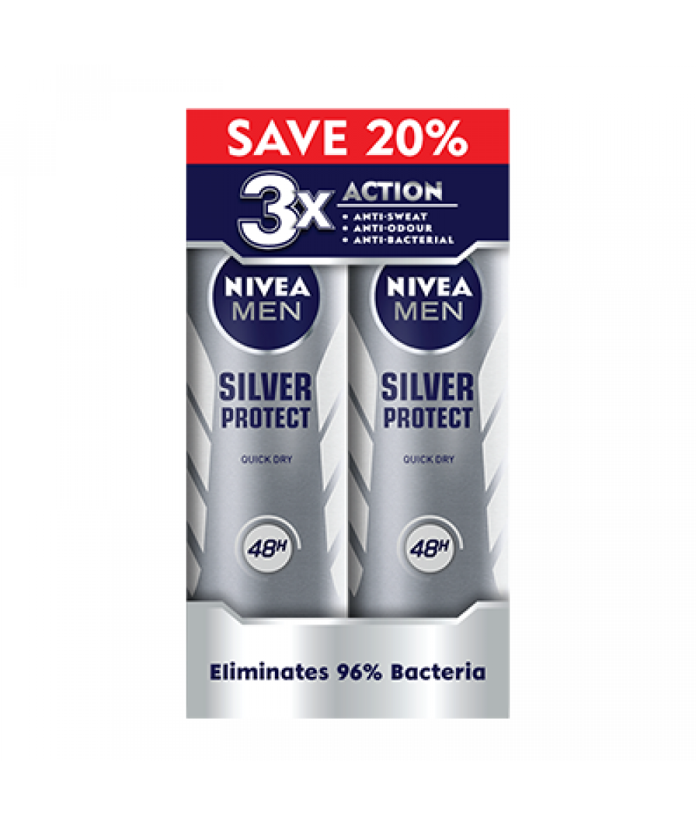 NIVEA MEN DEODORANT SPRAY SILVER PROTECT 2X150ML