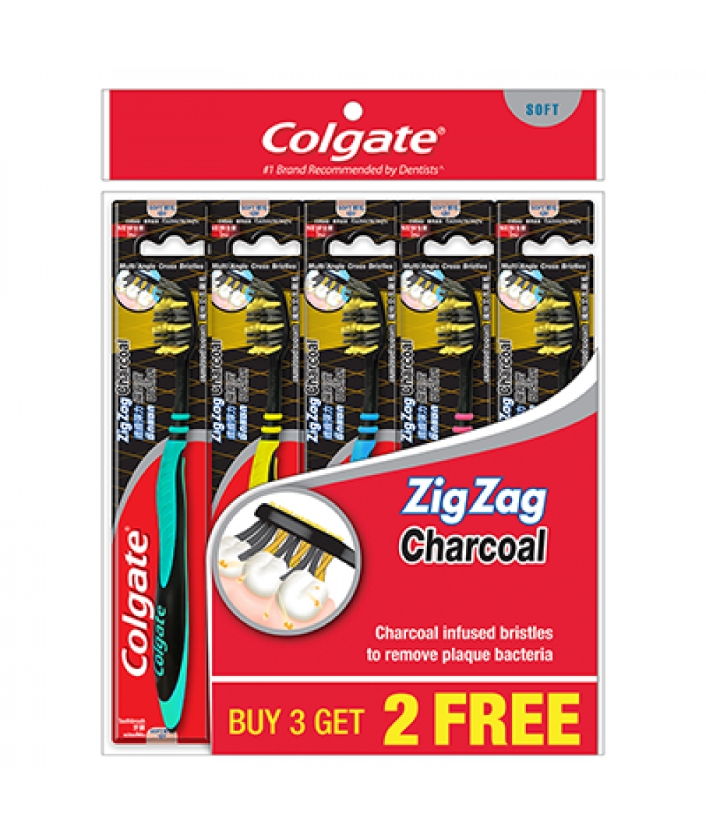 COLGATE ZIG ZAG CHARCOAL TOOTHPASTE SOFT 3'S+2'S