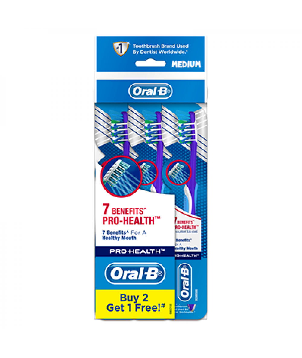 ORAL B CROSS ACT P/HEALTH 7 BNFT MEDIUM 3'S