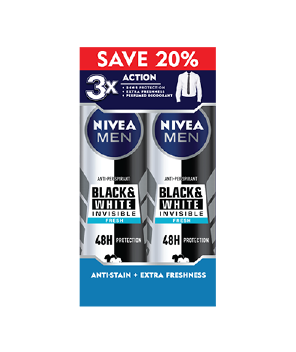 NIVEA MEN DEODORANT SPRAY BLACK & WHITE FRESH 2X15