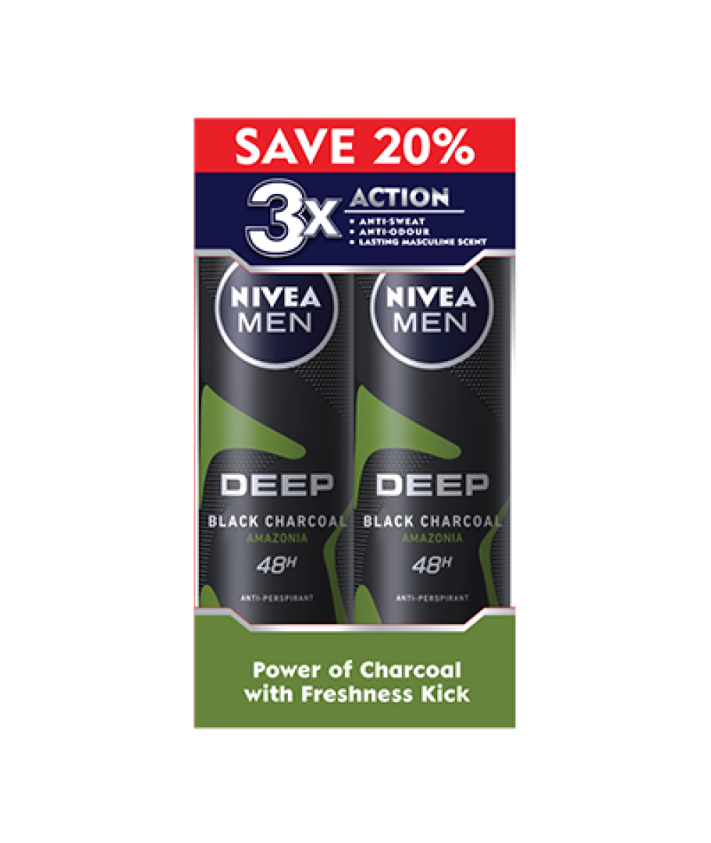 NIVEA MEN DEODORANT SPRAY MALE DEEP AMAZONIA 2X150