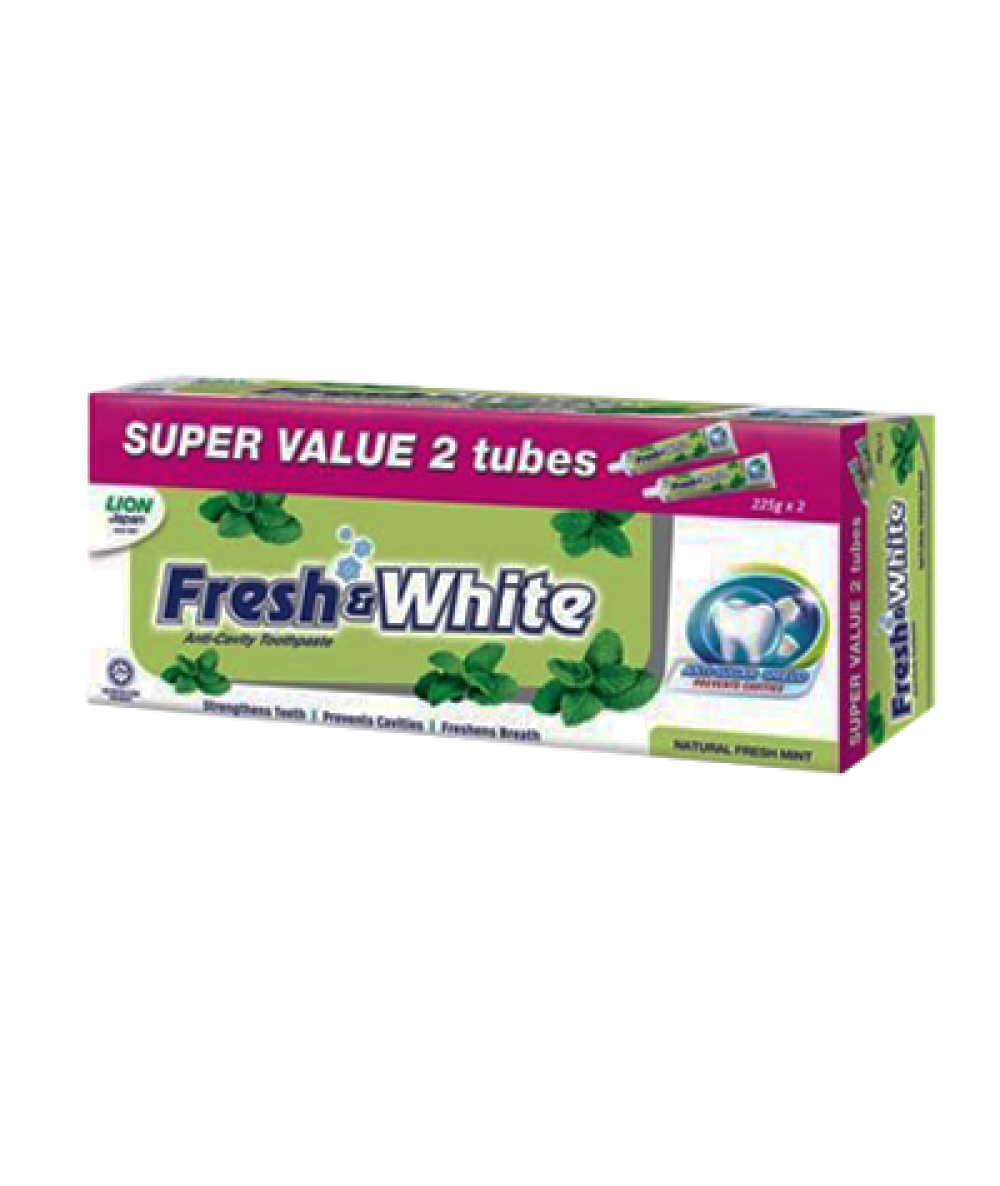 FRESH & WHITE NATURAL FRESH MINT TOOTHPASTE 2X225G