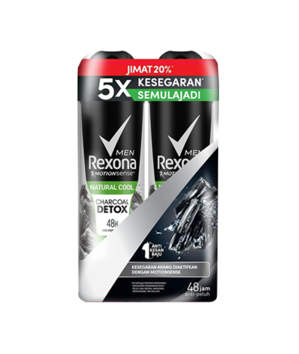 REXONA (M) DEO SPRY NTURE COOL CHARCOAL TP 150ML*2