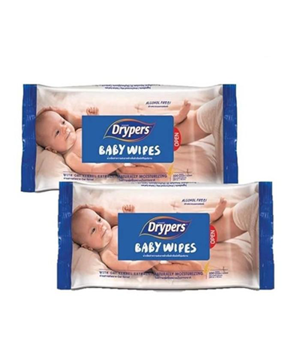 DRYPERS BABY WIPES 100'SX2